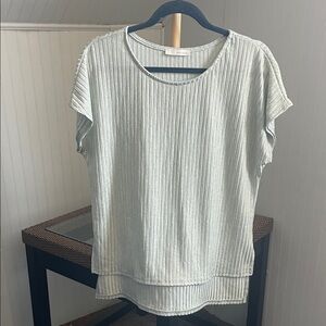 Dear Apple Mint Green and Metallic High-low Blouse, Size S
